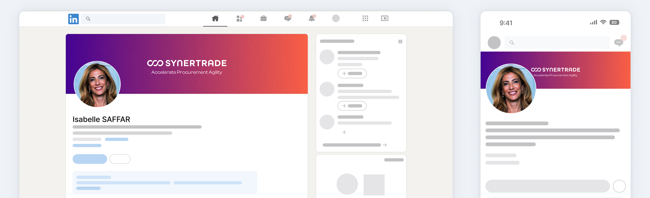 Création d’une bannière web pour Synertrade, un saas accompagné par From Roswell.