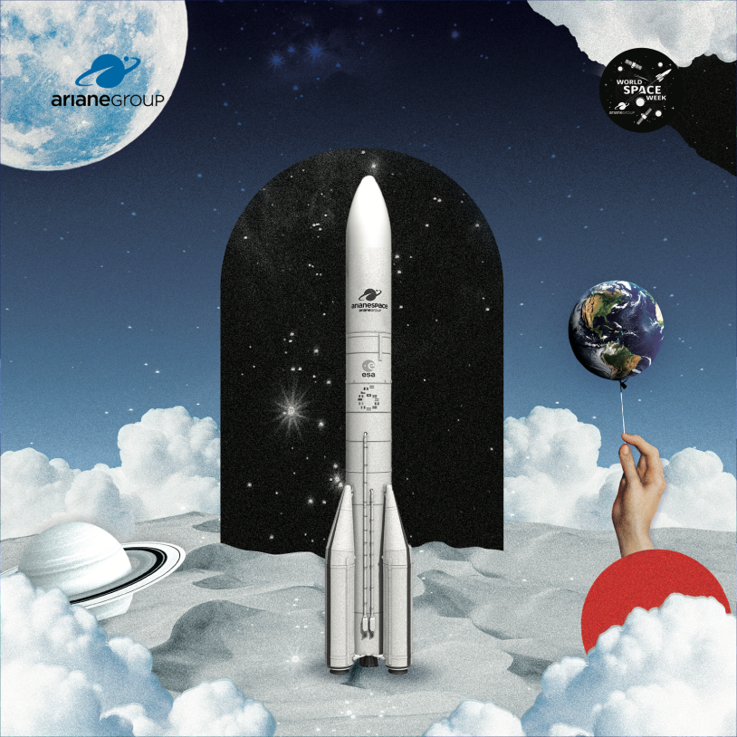 Projet de illustration collage réalisé pour ArianeGroup – agence digitale branding advertising Paris