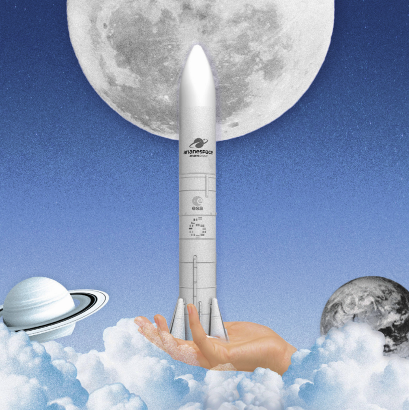 Projet de illustration collage réalisé pour ArianeGroup – agence digitale branding advertising Paris