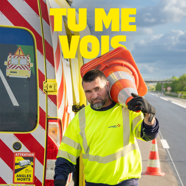Projet de campagne de prévention des Hommes en jaune réalisé pour Fondation VINCI Autoroutes Prévention – agence pub Paris