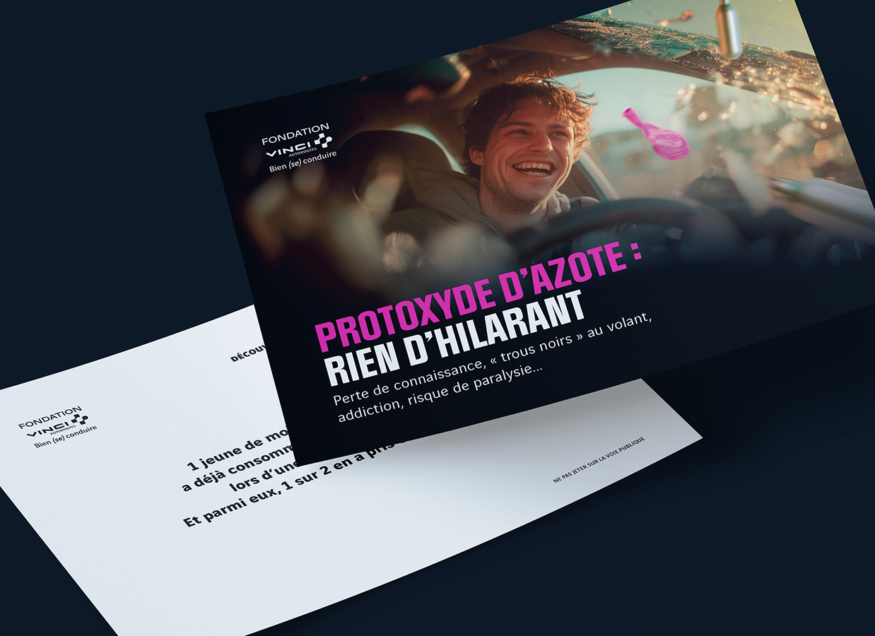 Projet de carte postale Protoxyde d'azote réalisé pour Fondation VINCI Autoroutes – agence pub Paris