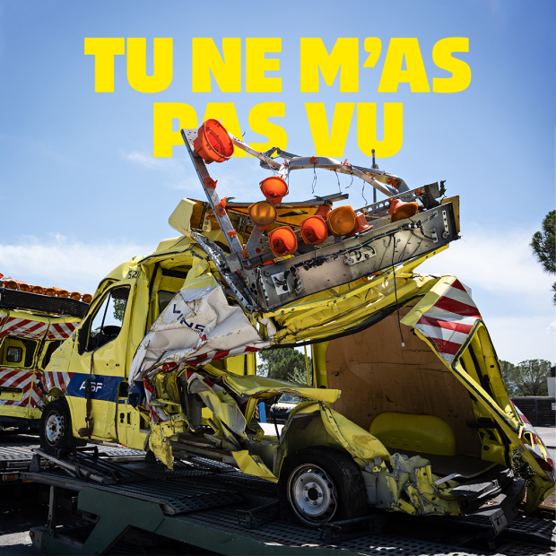 Projet de campagne de prévention des Hommes en jaune réalisé pour Fondation VINCI Autoroutes Prévention – agence pub Paris