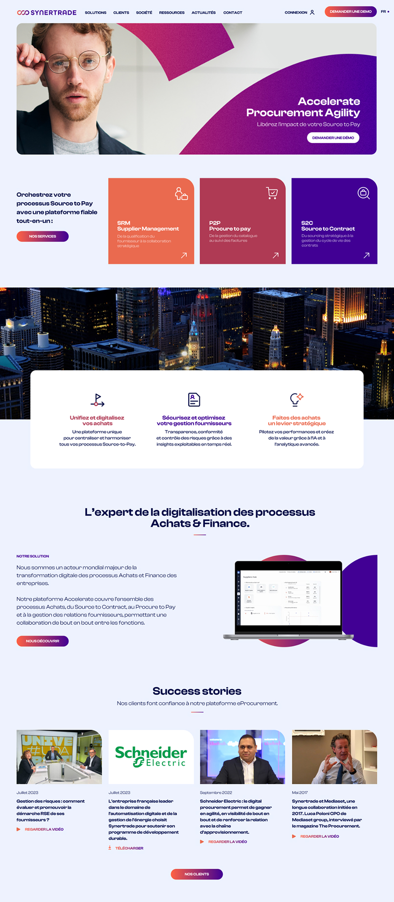 Création d’une site web pour Synertrade, un saas accompagné par From Roswell.
