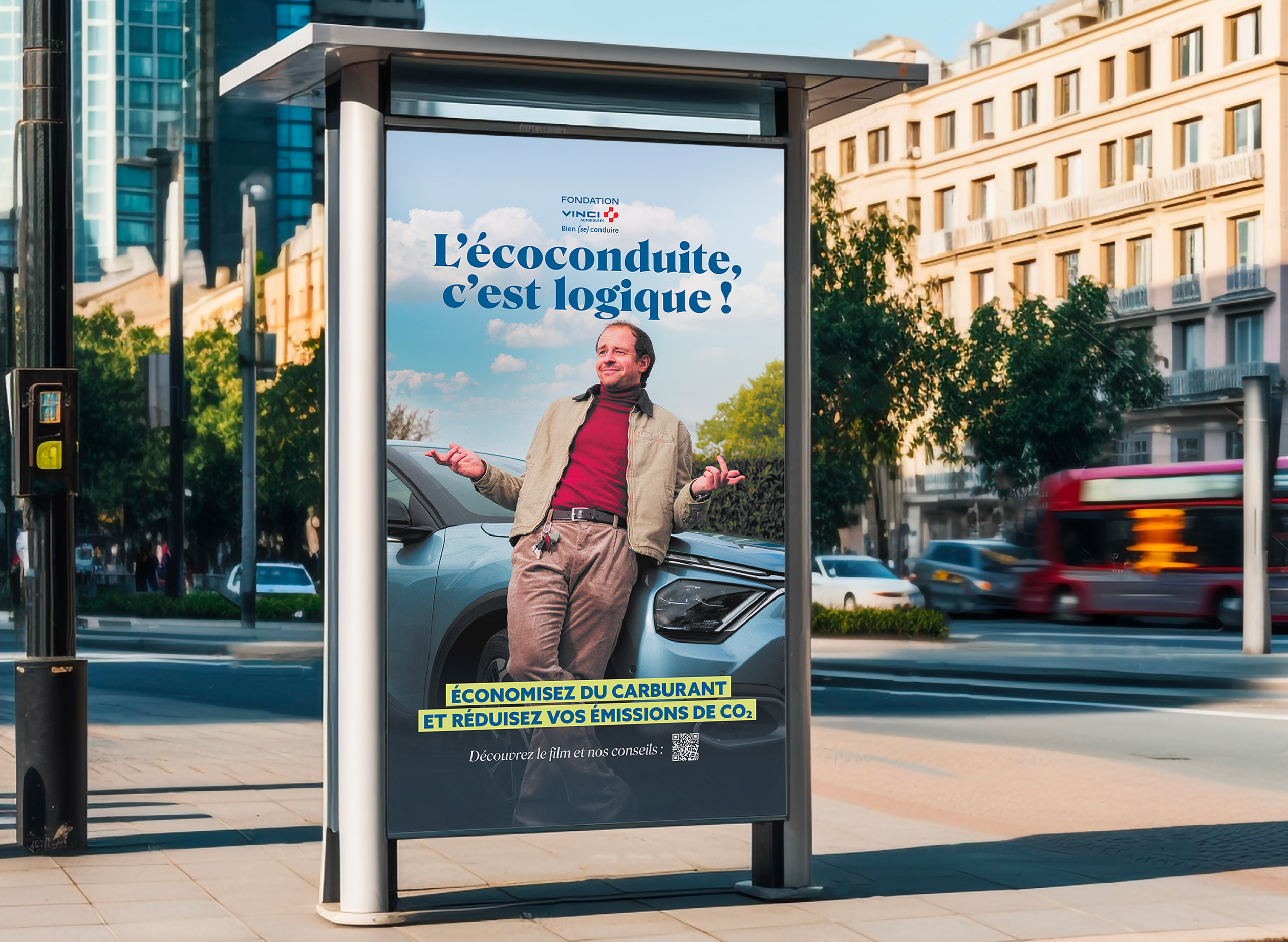 Création d’une affiche pub pour Fondation VINCI Autoroutes, un coorporate accompagné par From Roswell.