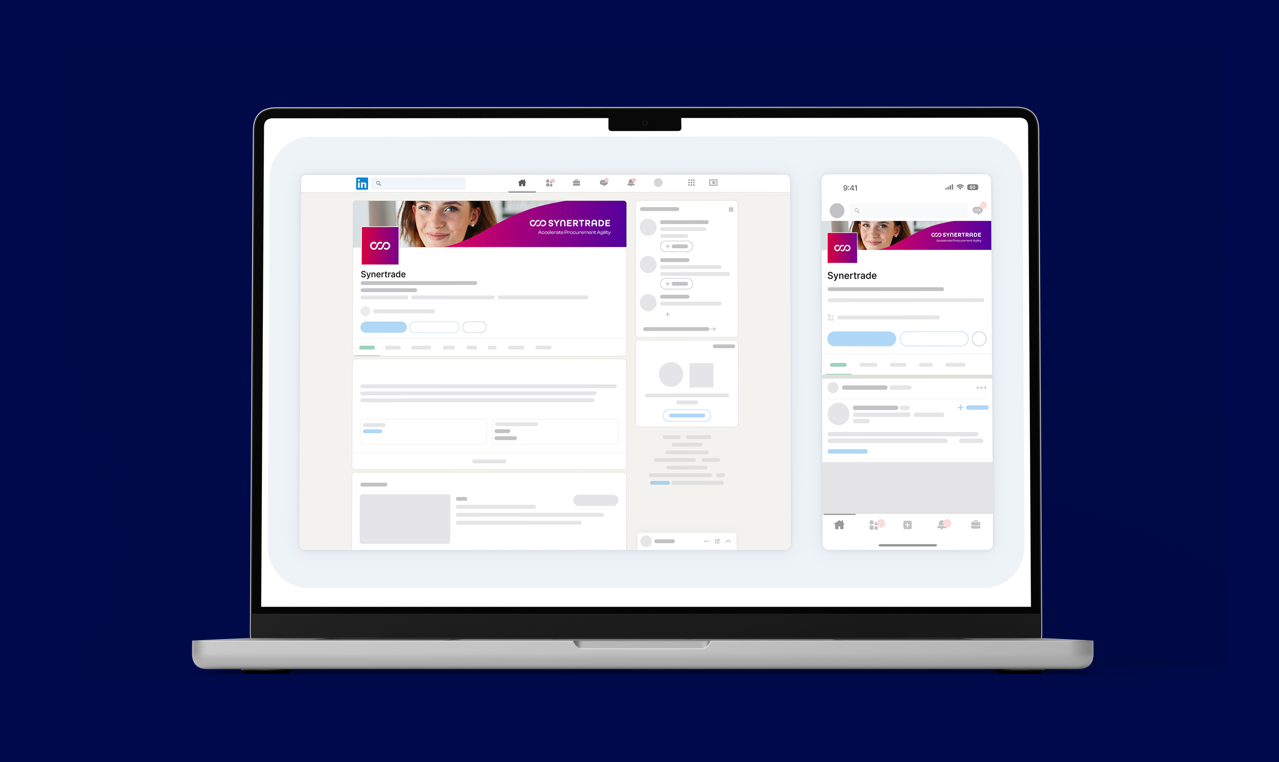 Création d’une bannière web pour Synertrade, un saas accompagné par From Roswell.